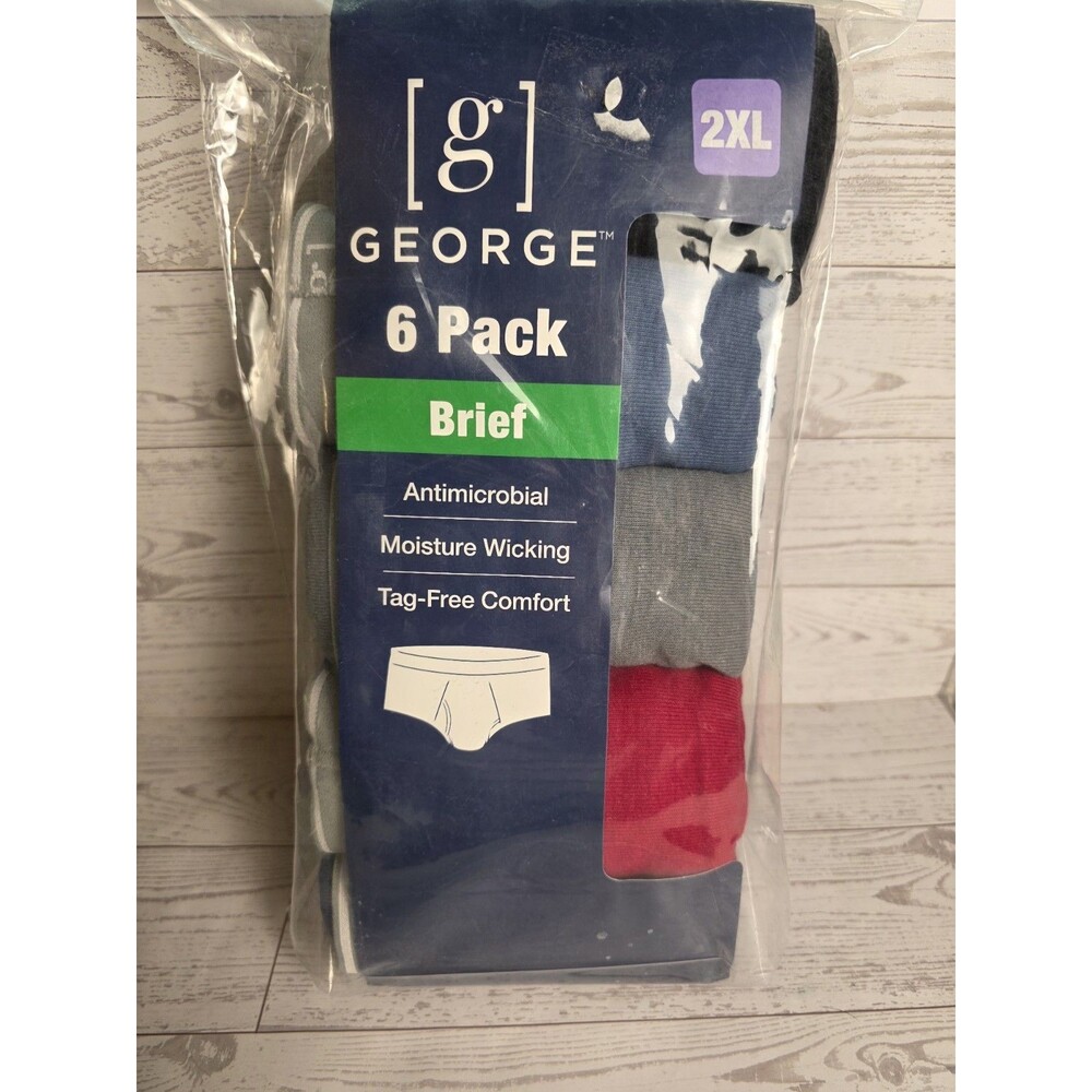 New 6 Pack George Men’s 2XL Antimicrobial Moisture Wicking‎ Briefs